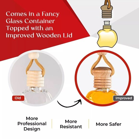 set of 2 Car Air Freshener Caribbean Scent Wooden Lid  10ml Long-Lasting Aroma - Picture 3 of 8